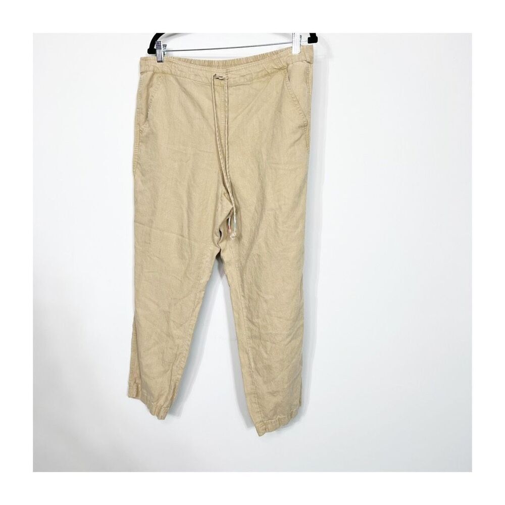J.Crew Pants Womens Large Tan Linen Blend Tie-Waist Seaside Coastal Comfort